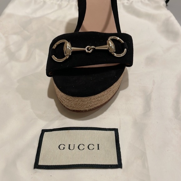 Gucci Shoes Gucci Horsebit Suede Espadrilles Wedge Size 375 475in Height 25in Platform